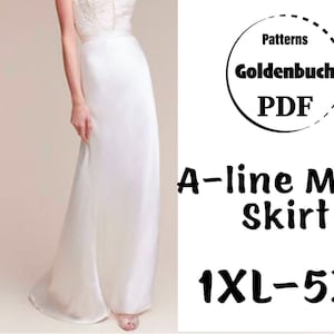 1XL-5XL Aline Maxi Skirt PDF Pattern Plus Size Skirt Long Wedding Skirt Women Basic Skirt Bridesmaid Skirt DIY Prom Outfit Beginner Sewing