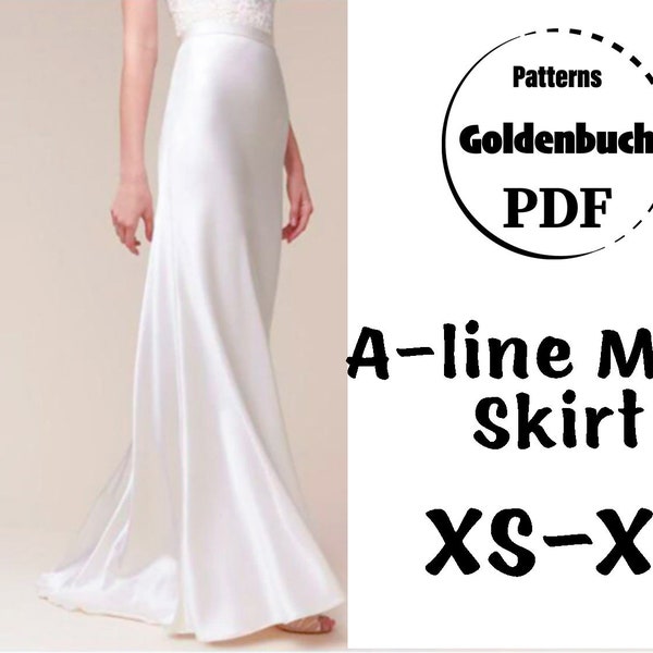 XS-XL Flared Skirt PDF Sewing Pattern Long Wedding Skirt Women A-line Basic Skirt Bridesmaid Separates Prom Formal Outfit Beginner Sewing