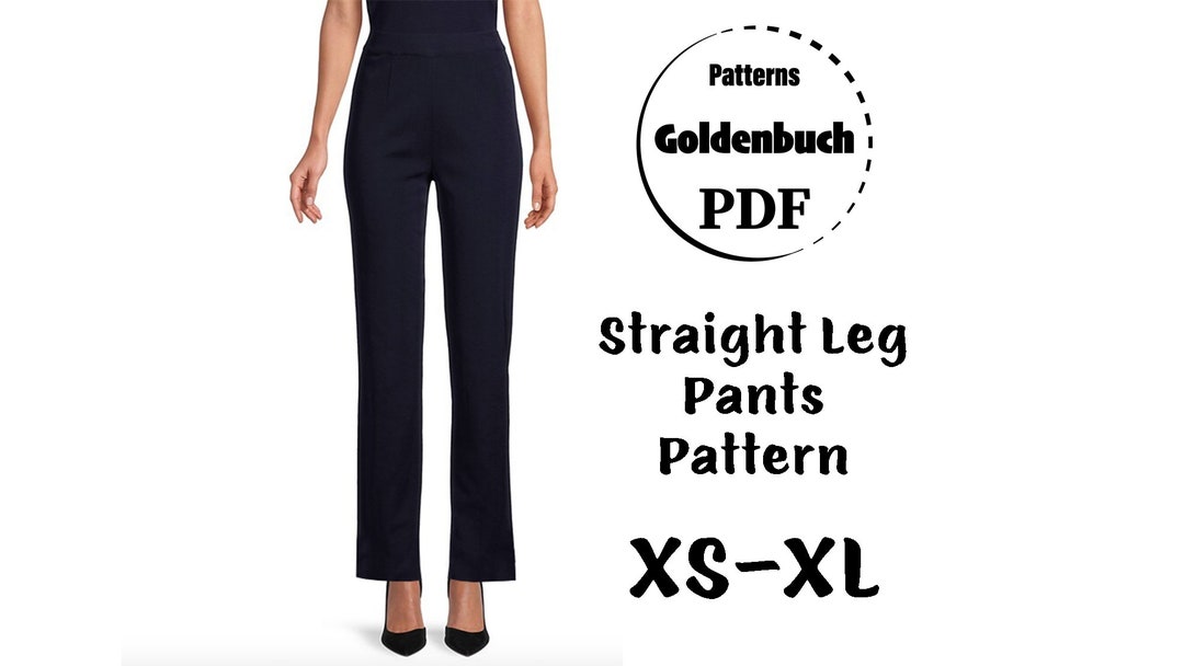 XSXL Women Pants PDF Sewing Pattern Straight Leg Classic Trousers With