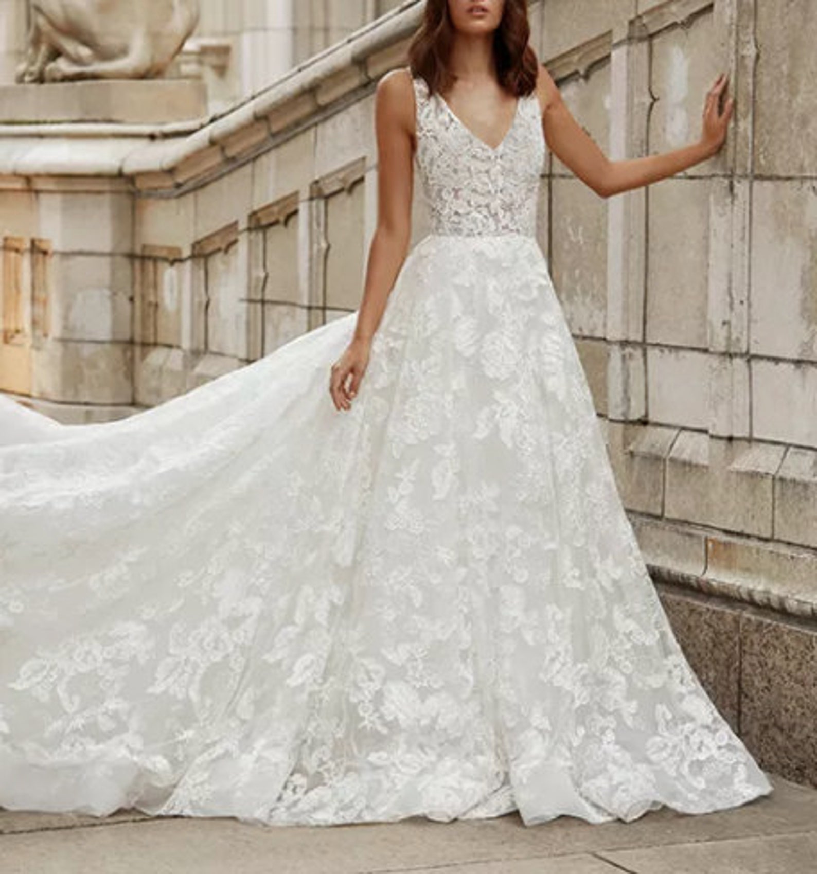 XSXL Wedding Dress PDF Sewing Pattern Vneckline Bridal Gown Etsy