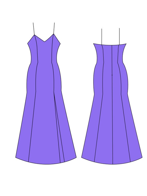 XS-XL Slip Dress PDF Sewing Pattern V-neck Cami Dress With Slit