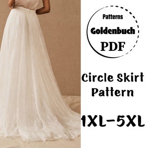 1XL-5XL Circle Skirt with Train PDF Sewing Pattern Plus Size Adult Tutu Skirt Tulle Ball Gown High Waisted Bridal Skirt Maxi Prom Outfit