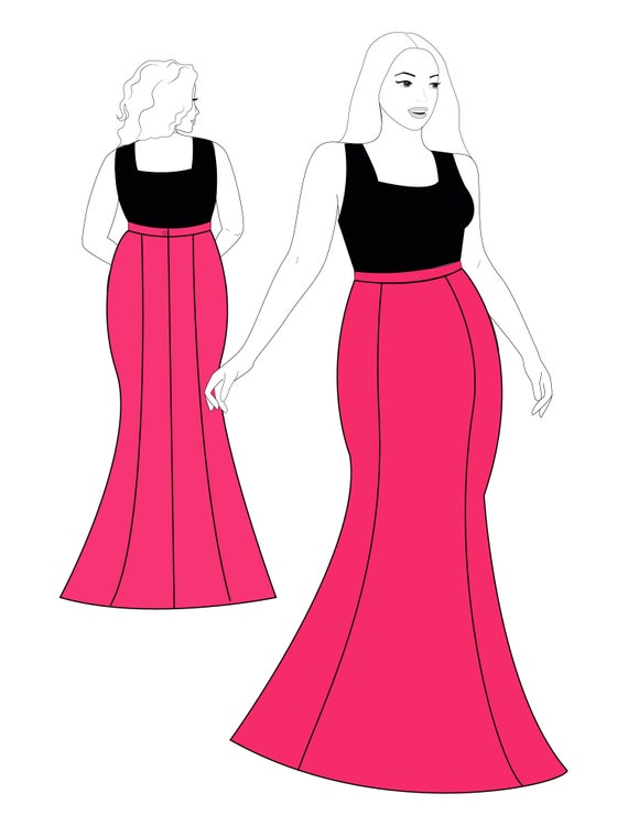 Mermaid Dress | Flat Pattern Design Tutorial - YouTube