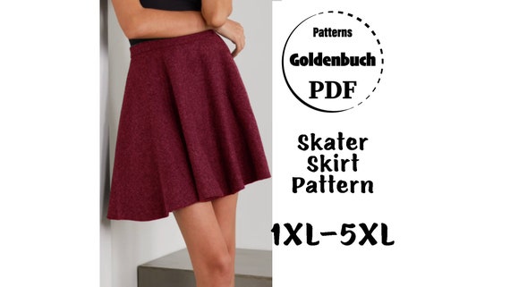 1XL-5XL Skater Skirt PDF Sewing Pattern Plus Size Flared Mini - Etsy