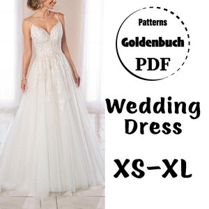 XS-XL Wedding Dress PDF Sewing Pattern Sweetheart Bridal Gown Tutu Ball Dress A-Line Prom Gown Formal Outfit Princess Evening Dress