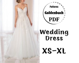 XS-XL Wedding Dress PDF Sewing Pattern Sweetheart Bridal Gown Tutu Ball Dress A-Line Prom Gown Formal Outfit Princess Evening Dress