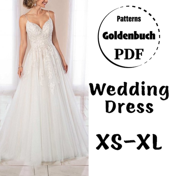 XS-XL Hochzeitskleid PDF Schnittmuster Sweetheart Brautkleid Tutu Ballkleid A-Linie Abendkleid Formelles Outfit Prinzessin Abendkleid