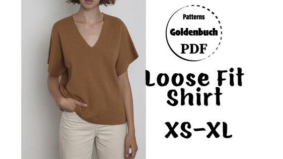 XS-XL Oversized Top PDF Sewing Pattern Loose Fit Shirt Short