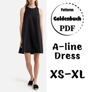 XS-XL A-Line Dress PDF Sewing Pattern Loose Fit Maternity Dress Oversized Summer Dress Simple Women Clothes Sleeveless Kaftan Dress