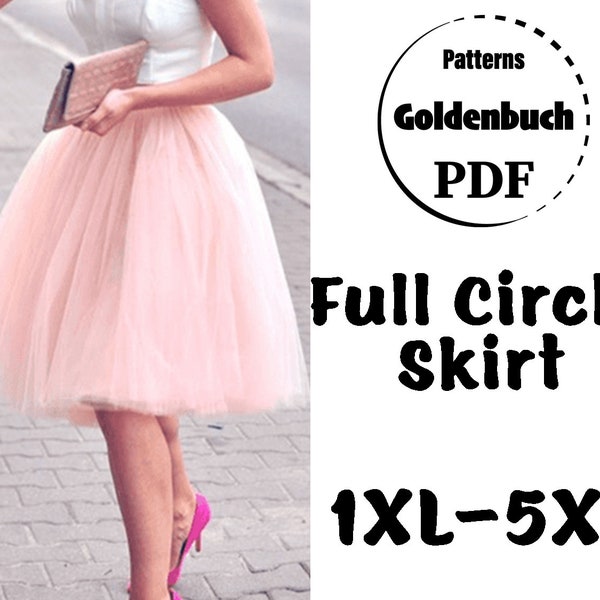 1XL-5XL Cirkelrok PDF Naaipatroon Volwassen Tutu Rok Plus Size Bruidsmeisje scheidt Vrouwen Cocktail Kleding Tule Prom Gown Midi Rok