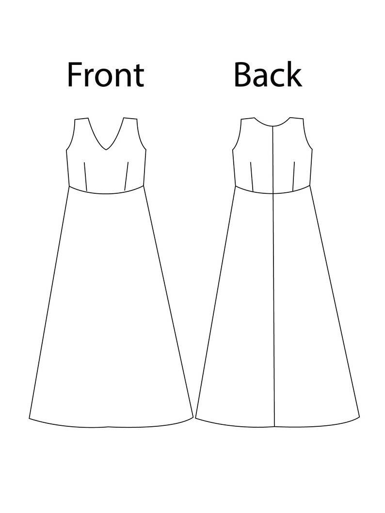 XS-XL Wedding Dress PDF Sewing Pattern Evening Gown Sleeveless - Etsy