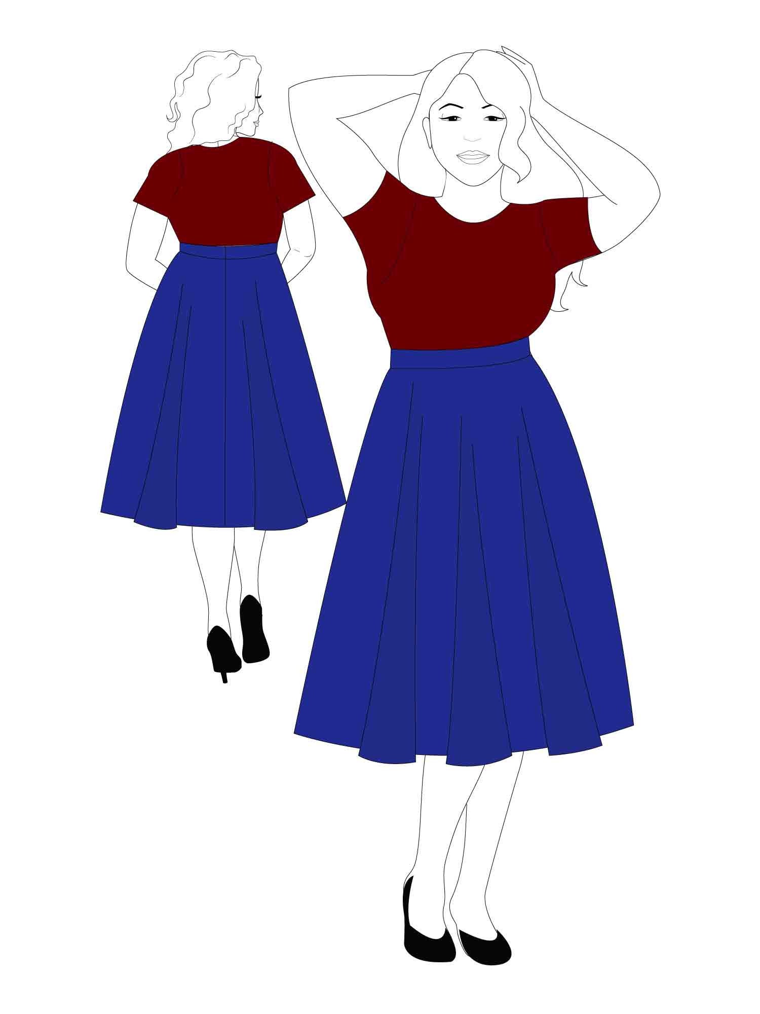 1XL5XL Aline Skirt PDF Sewing Pattern Plus Size Flare Midi Etsy