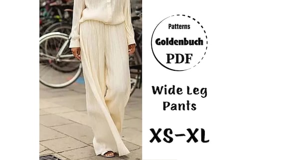 XS-XL Elastic Waist Pants PDF Sewing Pattern Women Pajama Style Trousers  Wide Leg Pants High Waisted Pants With Pockets Simple Pull on Pants 