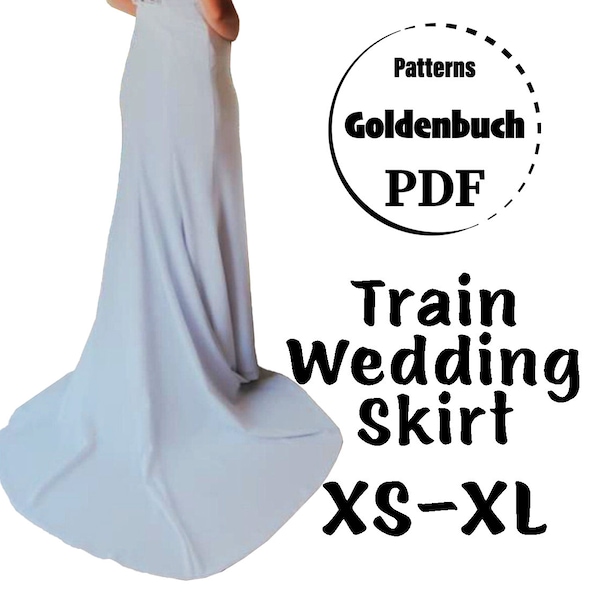 XS-XL Bridal Skirt PDF Sewing Pattern Wedding Skirt with Train Aline Maxi Skirt Evening Women Clothes Fit & Flare Bridesmaid Gown Prom Skirt