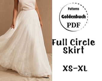 XS-XL Adult Tutu Skirt PDF Sewing Pattern Full Circle Wedding Skirt Bridesmaid Separates Women Ball Outfit Tulle Prom Gown High Waist Skirt