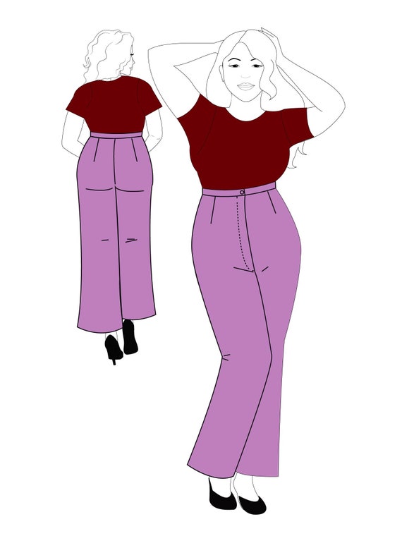 XS-XL Wide Leg Pants PDF Sewing Pattern Women Classic Trousers