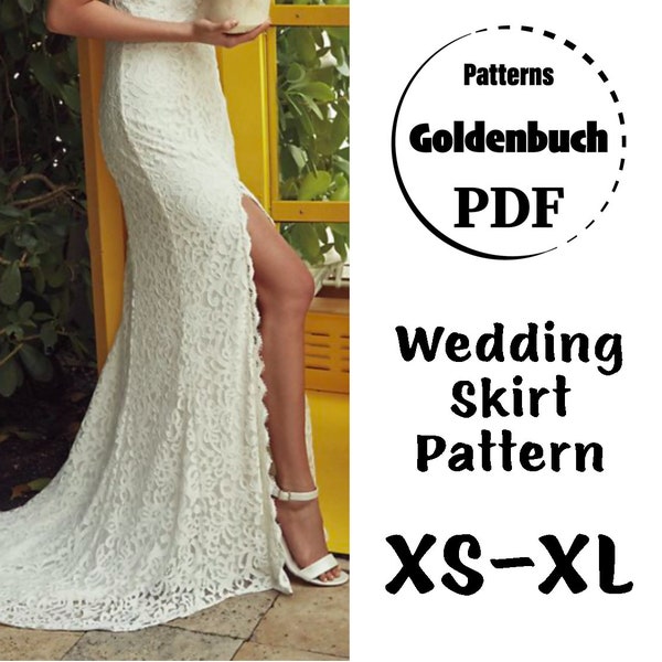 XS-XL Wedding Skirt PDF Sewing Pattern High Slit Sheath Maxi Skirt with Train Bridal Separates Women Formal Clothing Mermaid Skirt Prom Gown