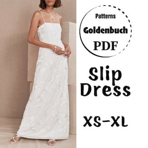 XS-XL Slip Dress PDF Sewing Pattern A-line Cami Dress Basic Women Clothes Simple Wedding Gown Minimalist Summer Outfit Cami Beachwear Dress