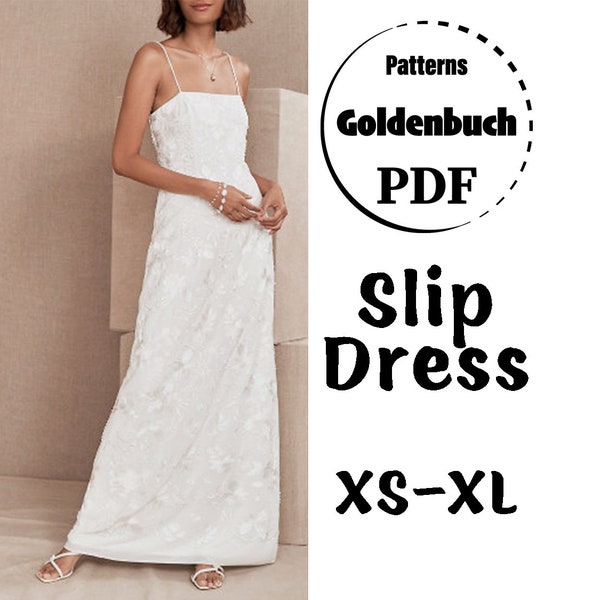 XS-XL Slip Dress PDF Sewing Pattern A-line Cami Dress Basic Women Clothes Simple Wedding Gown Minimalist Summer Outfit Cami Beachwear Dress