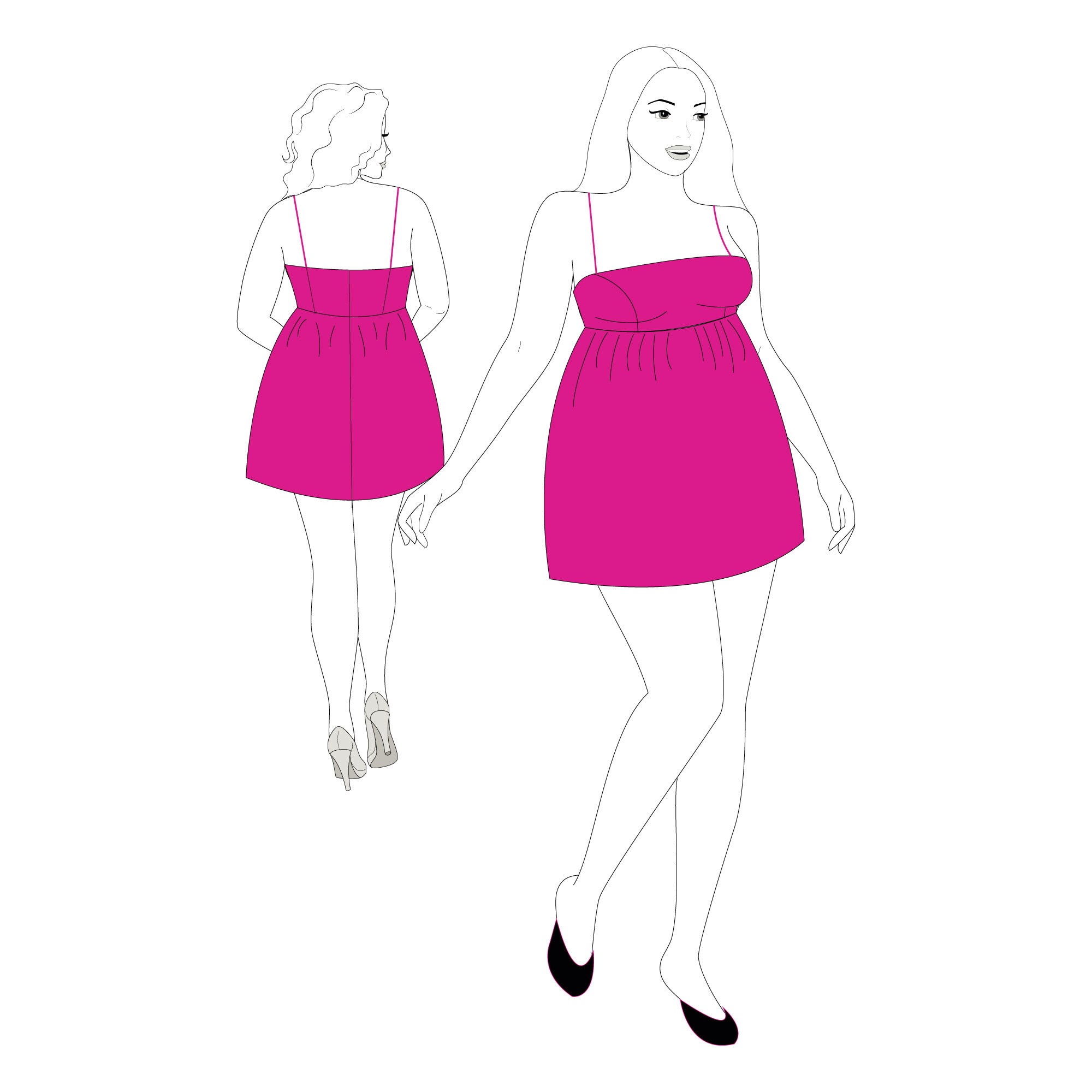 XSXL Slip Dress PDF Sewing Pattern High Waisted Prom Gown Etsy