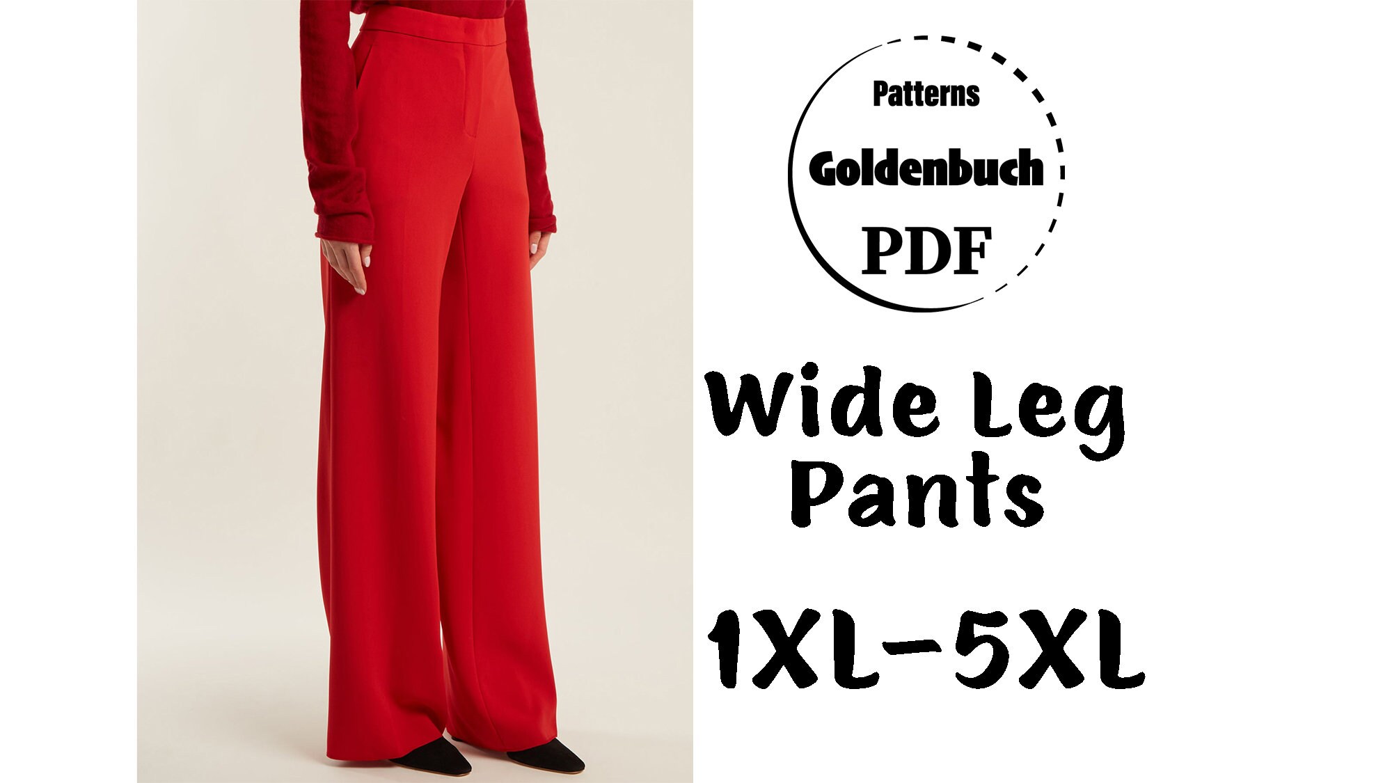 1XL-5XL Wide Leg Pants PDF Sewing Pattern Plus Size Women | Etsy