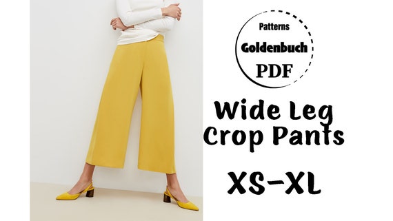 XS-XL Crop Pants PDF Sewing Pattern Wide Leg Capri Trousers High