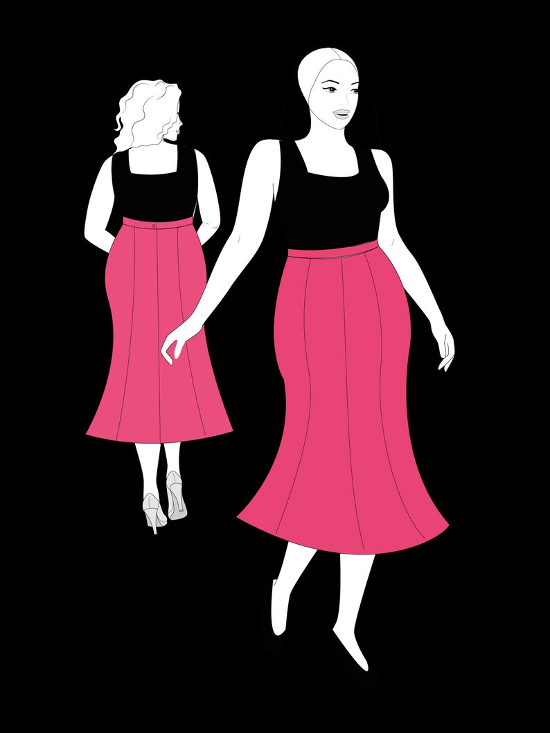 XSXL Mermaid Skirt PDF Sewing Pattern Fishtail Maxi Skirt Etsy