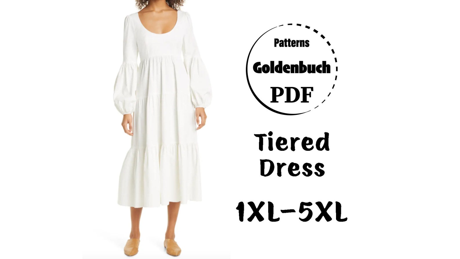 1XL5XL Tiered Dress PDF Sewing Pattern Long Sleeve Maxi Dress Etsy