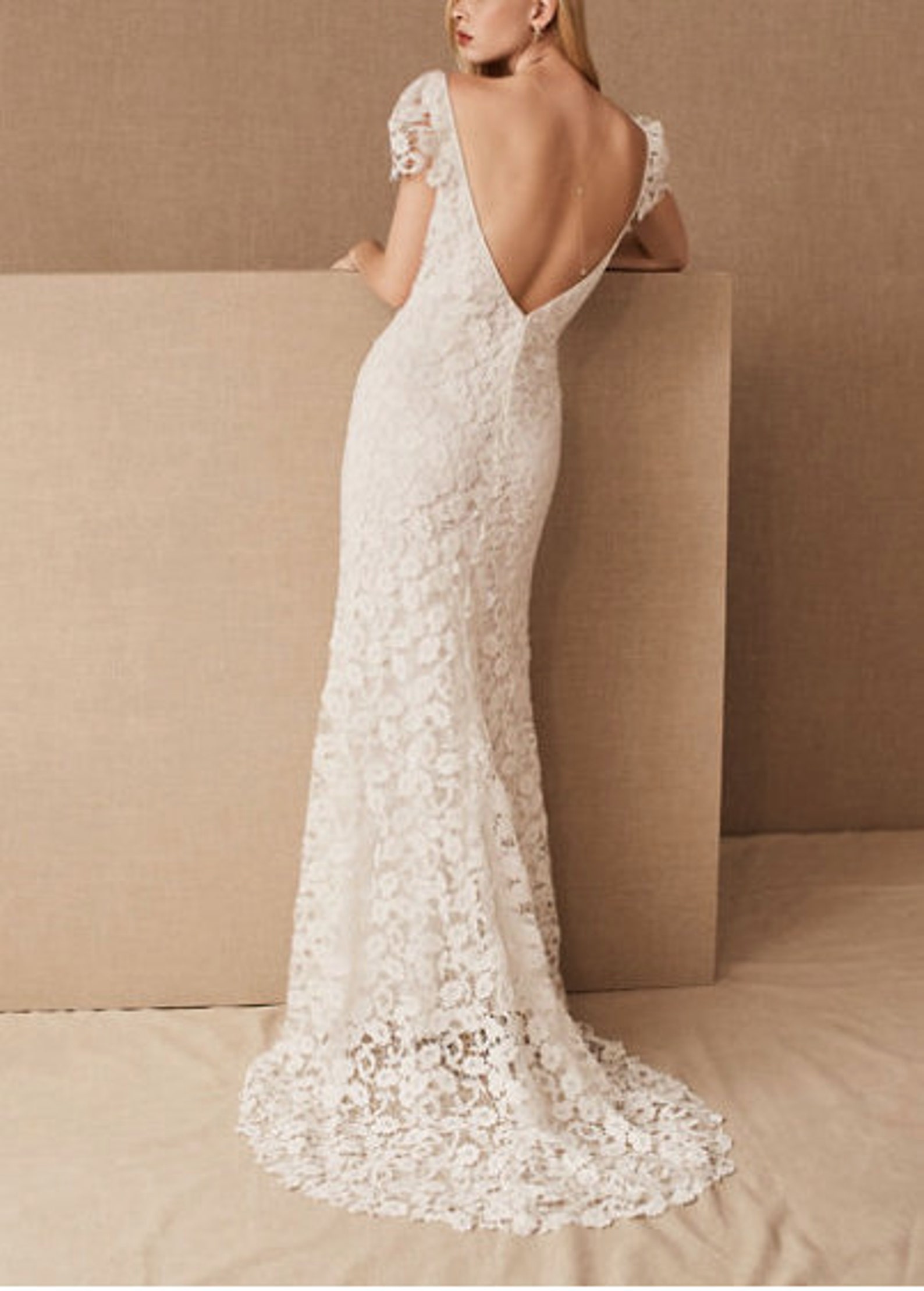 XSXL Wedding Dress With Train PDF Sewing Pattern Low V Back Etsy