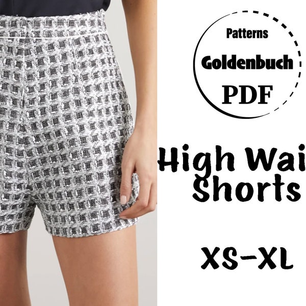 XS-XL Women Shorts PDF Sewing Pattern High Waisted Crop Pants Summer Trousers with Side Pockets Basic Clothes High Rise Mini Shorts