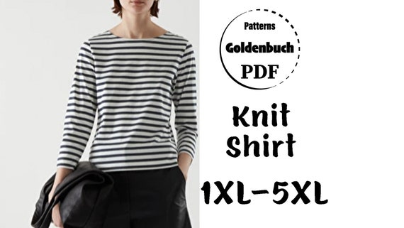 1XL-5XL Knit Jersey Shirt PDF Sewing 