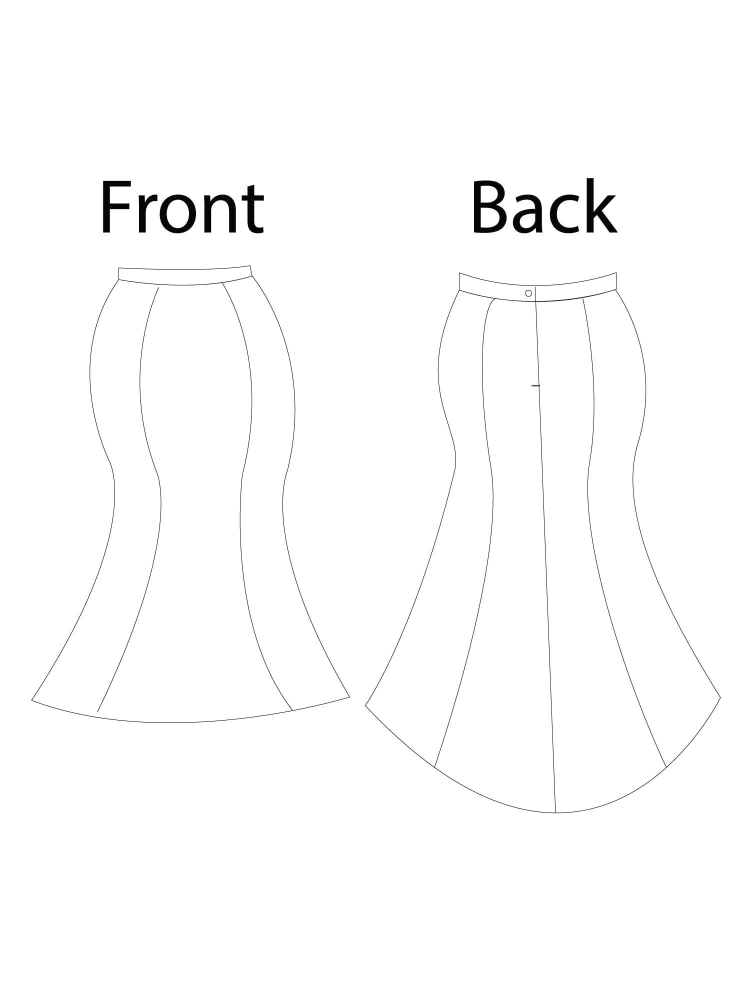 1XL5XL Fishtail Skirt With Train PDF Sewing Pattern Plus Size Etsy