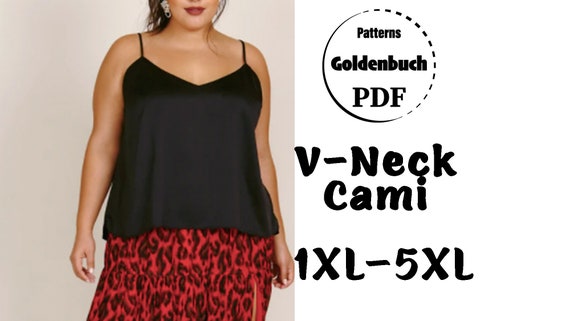 1XL-5XL Plus Size Cami PDF Pattern Wedding Satin Top Hip Length Basic Shirt  Layering Lace Camisole Minimalist Women Clothes Beginner Sewing 