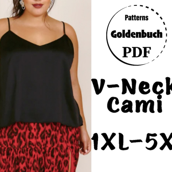 1XL-5XL Plus Size Cami PDF Pattern Wedding Satin Top Hip Length Basic Shirt Layering Lace Camisole Minimalist Women Clothes Beginner Sewing