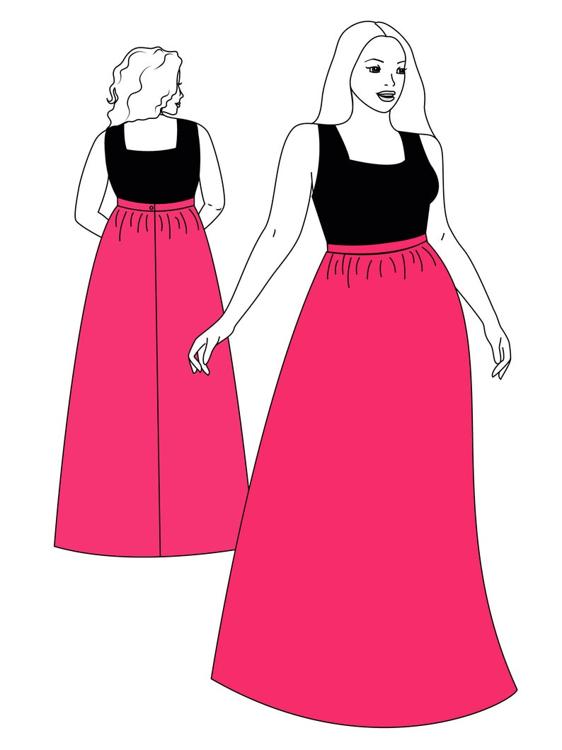 1XL5XL Maxi Skirt PDF Sewing Pattern Plus Size Boho Skirt Etsy