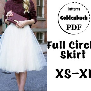XS-XL Circle Skirt PDF Sewing Pattern Adult Tutu Skirt Bridesmaid Separates Women Prom Clothing Tulle Prom Gown Knee Length High Rise Skirt
