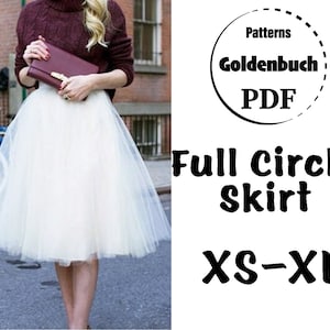 XS-XL Circle Skirt PDF Sewing Pattern Adult Tutu Skirt Bridesmaid Separates Women Prom Clothing Tulle Prom Gown Knee Length High Rise Skirt