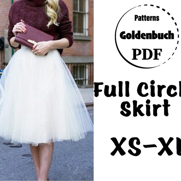 XS-XL Tellerrock PDF Schnittmuster Erwachsene Tutu Rock Brautjungfer Trennt Damen Abschlussball Kleidung Tüll Abendkleid Knielanger High Rise Rock