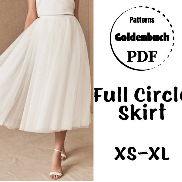 XS-XL Adult Tutu Skirt PDF Sewing Pattern Tea Length Wedding Skirt Full Circle Prom Gown Bridesmaid Separates Women Ball Outfit Tulle Skirt