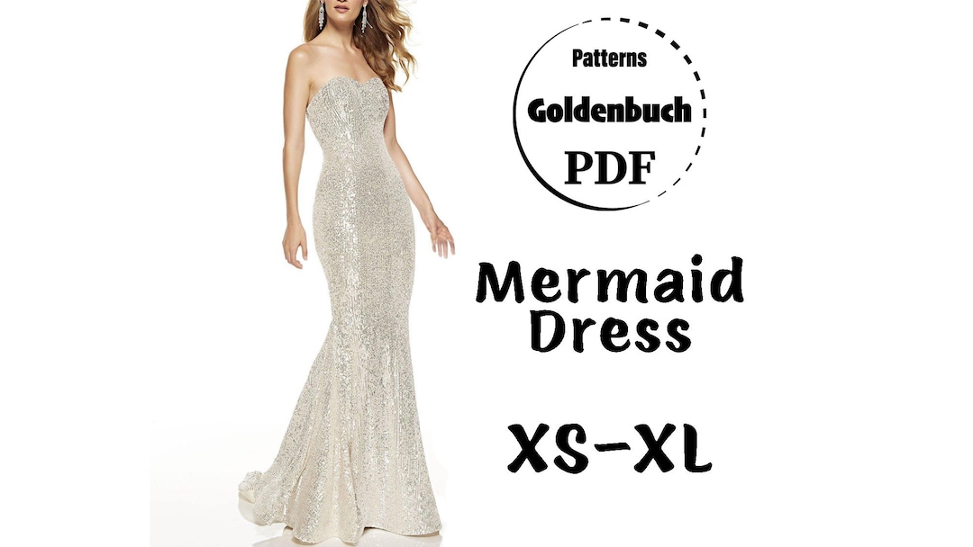 XS-XL Mermaid Dress PDF Sewing Pattern Sweetheart Wedding Gown