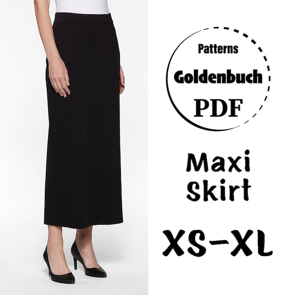 XS-XL Maxi Jupe PDF Modèle de couture Taille haute Jupe droite Jupe en lin classique Femmes Vêtements de base Débutant Couture Jupe de bureau