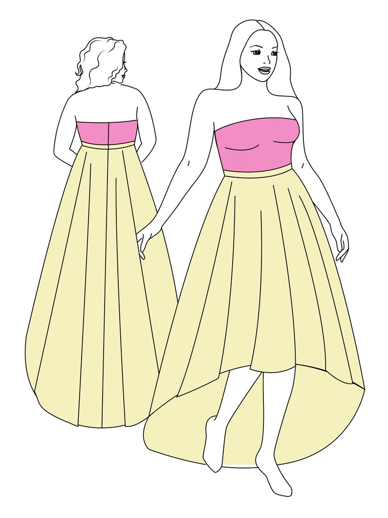 XS-XL High Low Skirt PDF Sewing Pattern Circle Skirt With - Etsy