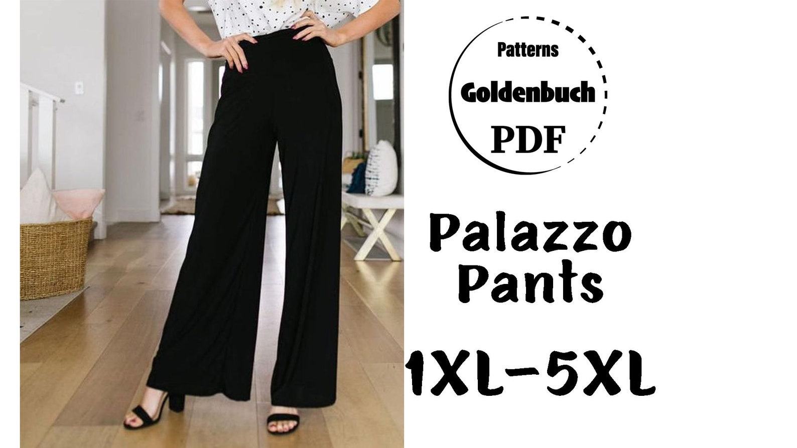 1XL5XL Palazzo Pants PDF Sewing Pattern Plus Size Wide Leg Etsy
