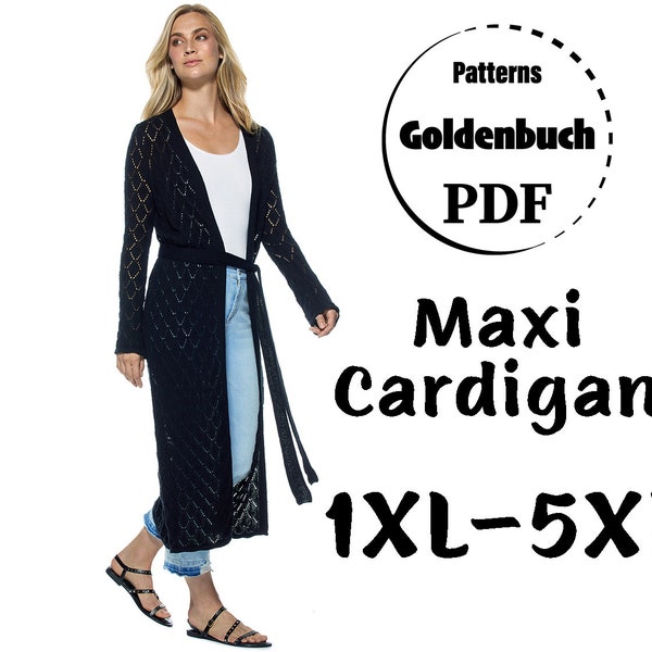 1XL-5XL Cardigan PDF Sewing Pattern Plus Size Duster Long Sleeve Open Front Jacket Basic Fall Women Clothing DIY Minimalist Maternity Outfit