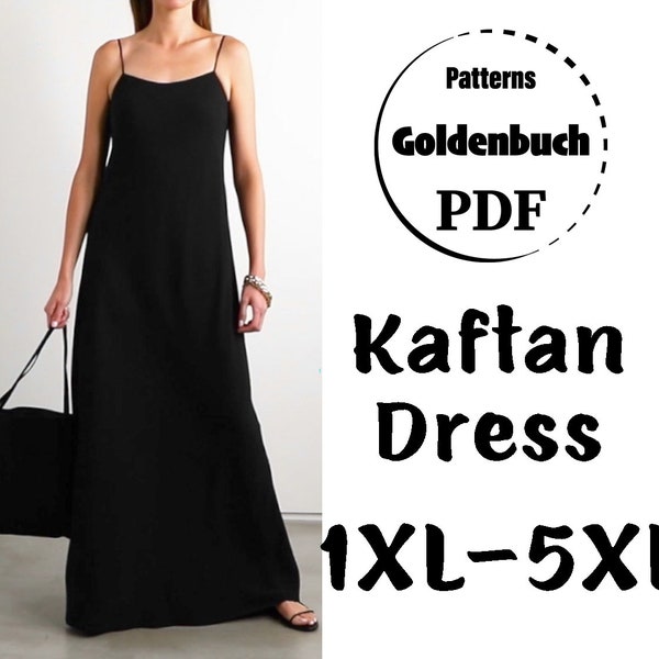 1XL-5XL Kaftan Dress PDF Sewing Pattern Oversized Aline Dress Plus Size Scoop Neckline Dress Maternity Formal Gown Women Prom Clothing