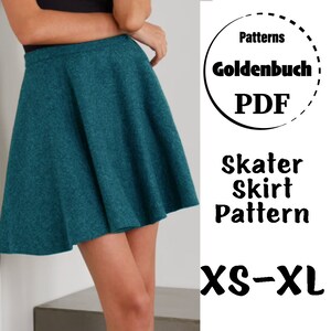 XS-XL Skater Rock PDF Schnittmuster Ausgestellter Mini Rock Hoch taillierte Erwachsene Tutu Rock Schlicht Damen Kleidung kurzer Tellerrock