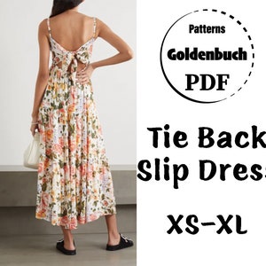 XS-XL Slip Dress PDF Sewing Pattern 3 Tiers Summer Dress Loose Fit Maxi Dress Maternity Beach Dress Oversized Kaftan Tie Back Women Clothes