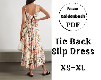 XS-XL Slip Dress PDF Sewing Pattern 3 Tiers Summer Dress Loose Fit Maxi Dress Maternity Beach Dress Oversized Kaftan Tie Back Women Clothes