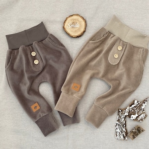Baby Jogger 50-104 fine corduroy jersey taupe beige buttons pockets baby children boys girls basic pants growing pants rib jersey