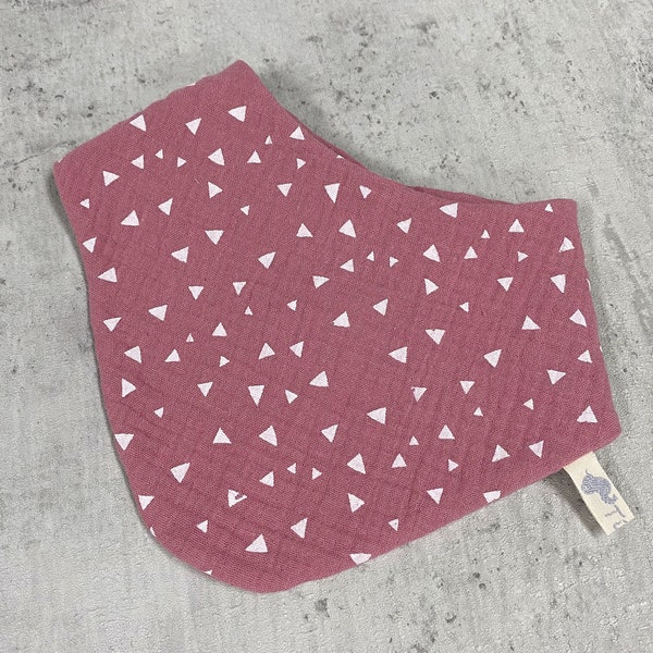 Bavoir Bandana Bébé double gaze reversible fille vieux rose